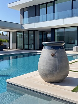 Poterie modèle Biot 1 mètre patine ancienne col gris bleu